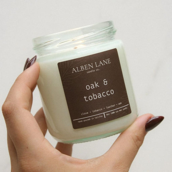 Oak & Tobacco 8oz Soy Candle By Alben Lane