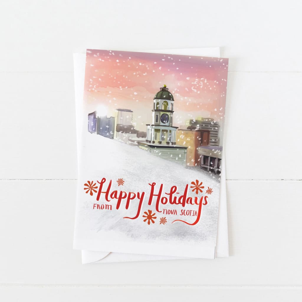 Old Town Clock Holiday Card By Briana Corr Scott