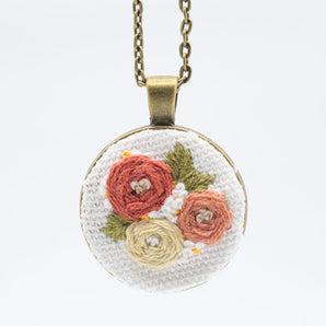 Orange Blossom Embroidered Necklace By Black Pearl