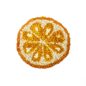 Orange Rug Hooked Coaster By Lucille Evans Rugs