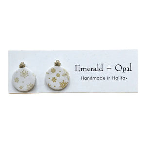 Ornament w/ Gold Snowflakes Stud Earrings By Emerald
