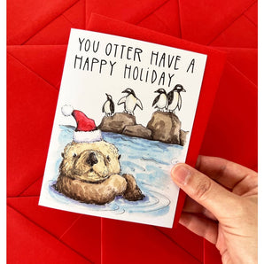 Otter Christmas Card By Paper Wilderness