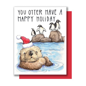 Otter Christmas Card By Paper Wilderness