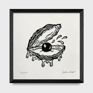Oyster 5x5 Block Print By Sang d’Encre