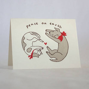 Peace Cat & Dog Card By Fugu Press