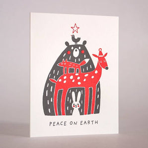 Peace On Earth Animals Card By Fugu Press