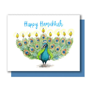 Peacock Menorah Card By Paper Wilderness