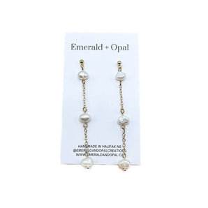 Pearl Bead Drop Earrings By Emerald and Opal