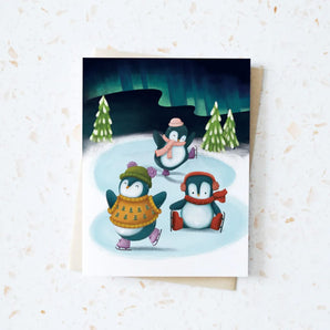 Penguins Skating Card By Hop & Flop