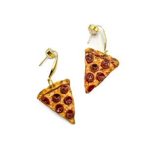 Pepperoni Pizza Slice Earrings By Terri Power Art