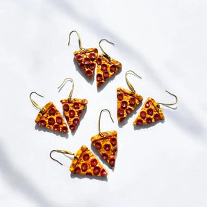 Pepperoni Pizza Slice Earrings By Terri Power Art