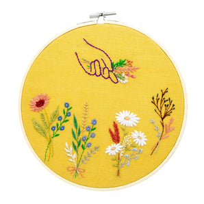 Picking Flowers Embroidered Hoop By Black Pearl Embroidery