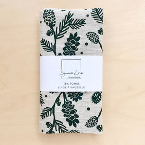 Pine Cones Linen Tea Towel By Square Love