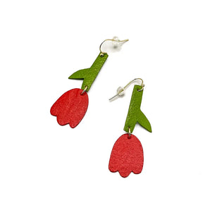 Pink & Red Tulip Earrings (various colours) By Printedmel