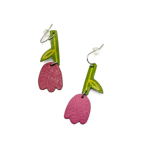 Pink & Red Tulip Earrings (various colours) By Printedmel