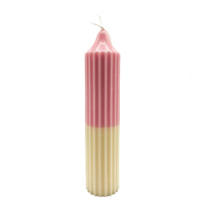 Pink & White Two-Tone Soy Wax Pillar Candle By Bizarre Wicks