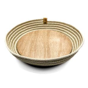 Pinstripe Hemp & Cream Tray - 10’’ Wooden Insert By Warm