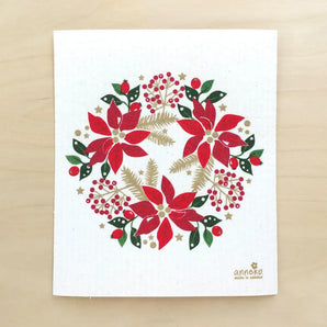 Poinsettia Wreath Swedish Dishcloth By Square Love