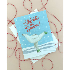 Polar Bear Ice Skating Card By Yeppie Paper