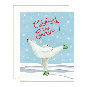 Polar Bear Ice Skating Card By Yeppie Paper