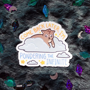 Pondering The Infinite Cat Sticker By Kate Leth