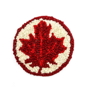 Proud Maple Leaf Hooked Coaster By Lucille Evans Rugs