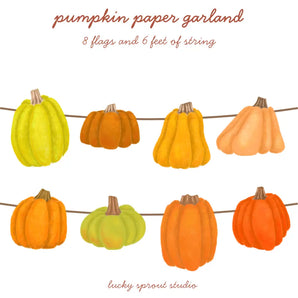 Pumpkin Paper Garland By Lucky Sprout Studio
