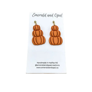 Pumpkin Stack Dangle Earrings By Emerald and Opal