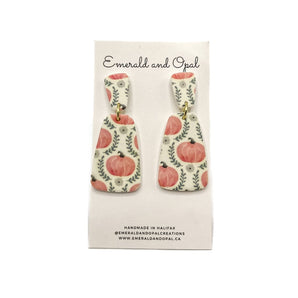 Pumpkin & Vine Dangle Earrings By Emerald and Opal