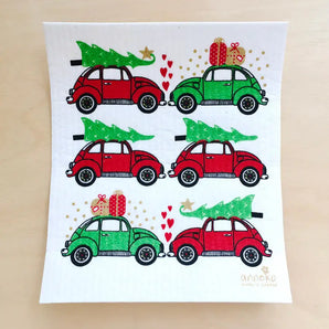 Punch Buggy Christmas Swedish Dishcloth By Square Love