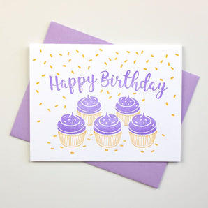 Purple Cupcake Birthday Card By Inkwell Originals