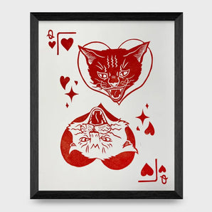 Queen of Hearts 8x10 Block Print By Sang d’Encre