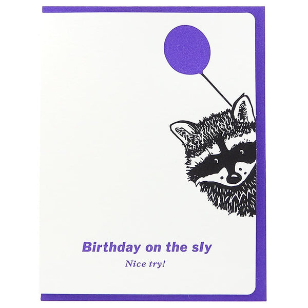 Raccoon On The Sly Birthday Card By Dogwood Letterpress
