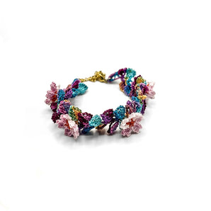 Rainbow Floral Crochet Bracelet By HG Craft