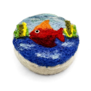 Red Ombre Fish Felted Soap By Magic of Wool