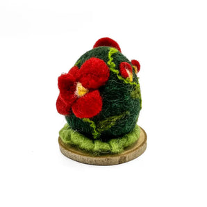 Red Poppies on Green - Egg Felted Sculpture By Magic of Wool