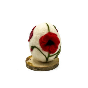 Red Poppies on White - Egg Felted Sculpture By Magic of Wool