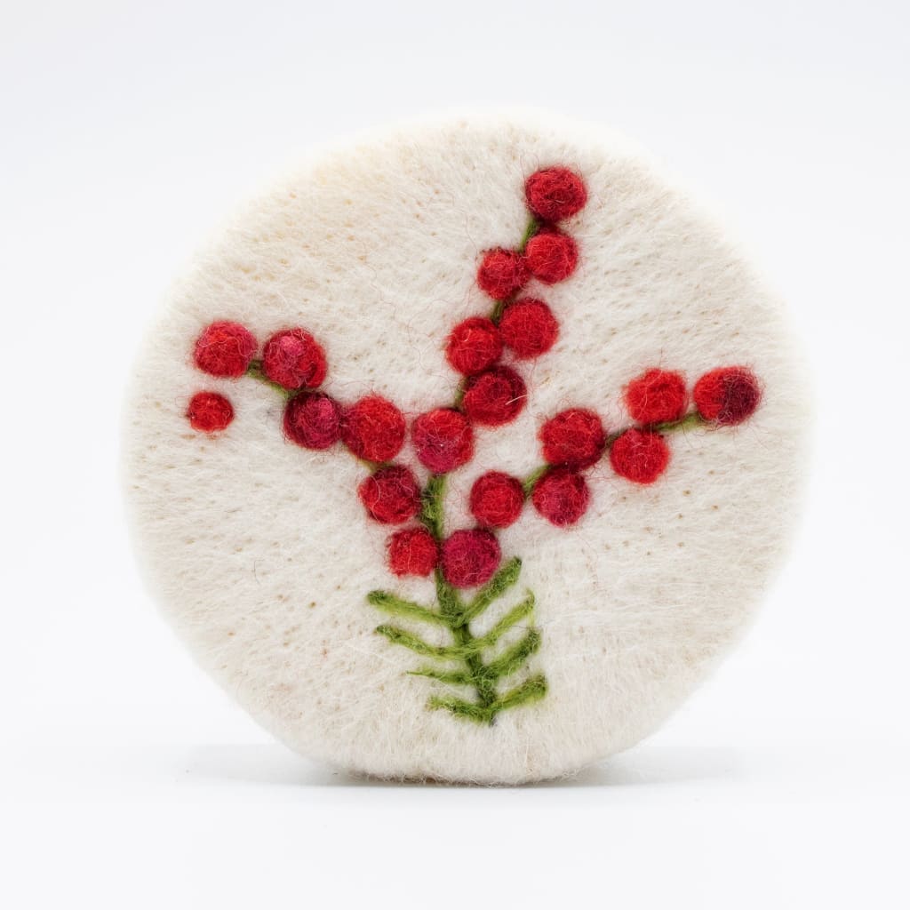 Red Scandinavian Flower Felted Soap By Magic of Wool