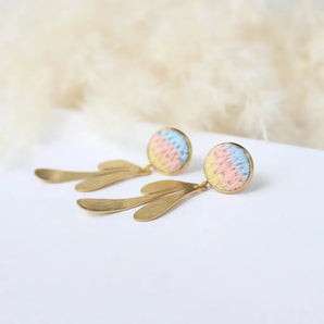 Retro Embroidered Dangle Earrings By Aura Terra Jewels