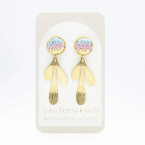 Retro Embroidered Dangle Earrings By Aura Terra Jewels