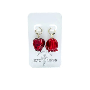 Rosebud Resin Hoop Earrings (various designs) By Lisa’s