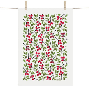 Rosehips Linen-Cotton Tea Towel By Square Love