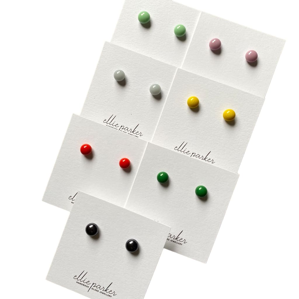 Round Glass Stud Earrings (various colours) By Ellie Parker