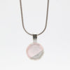 Round Pink/Silver Handpainted Glass Pendant By Azurine