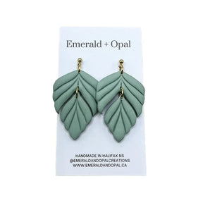 Sage Leaf Drop Earrings By Emerald and Opal