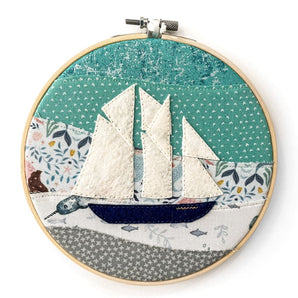 Sailboat Stitched Hoop Art (various designs) By The Yellow