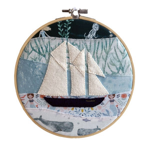 Sailboat Stitched Hoop Art (various designs) By The Yellow