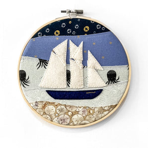 Sailboat Stitched Hoop Art (various designs) By The Yellow