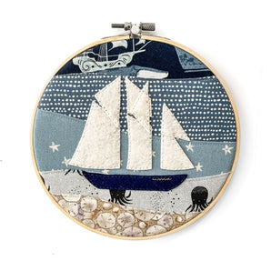 Sailboat Stitched Hoop Art (various designs) By The Yellow