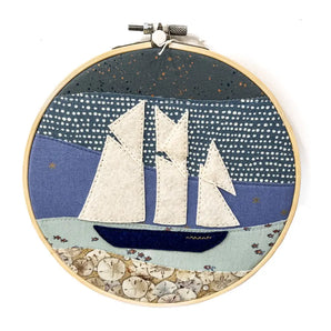 Sailboat Stitched Hoop Art (various designs) By The Yellow